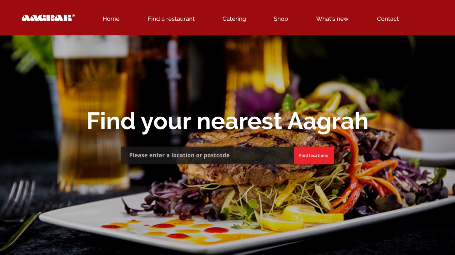 Aagrah website hero area