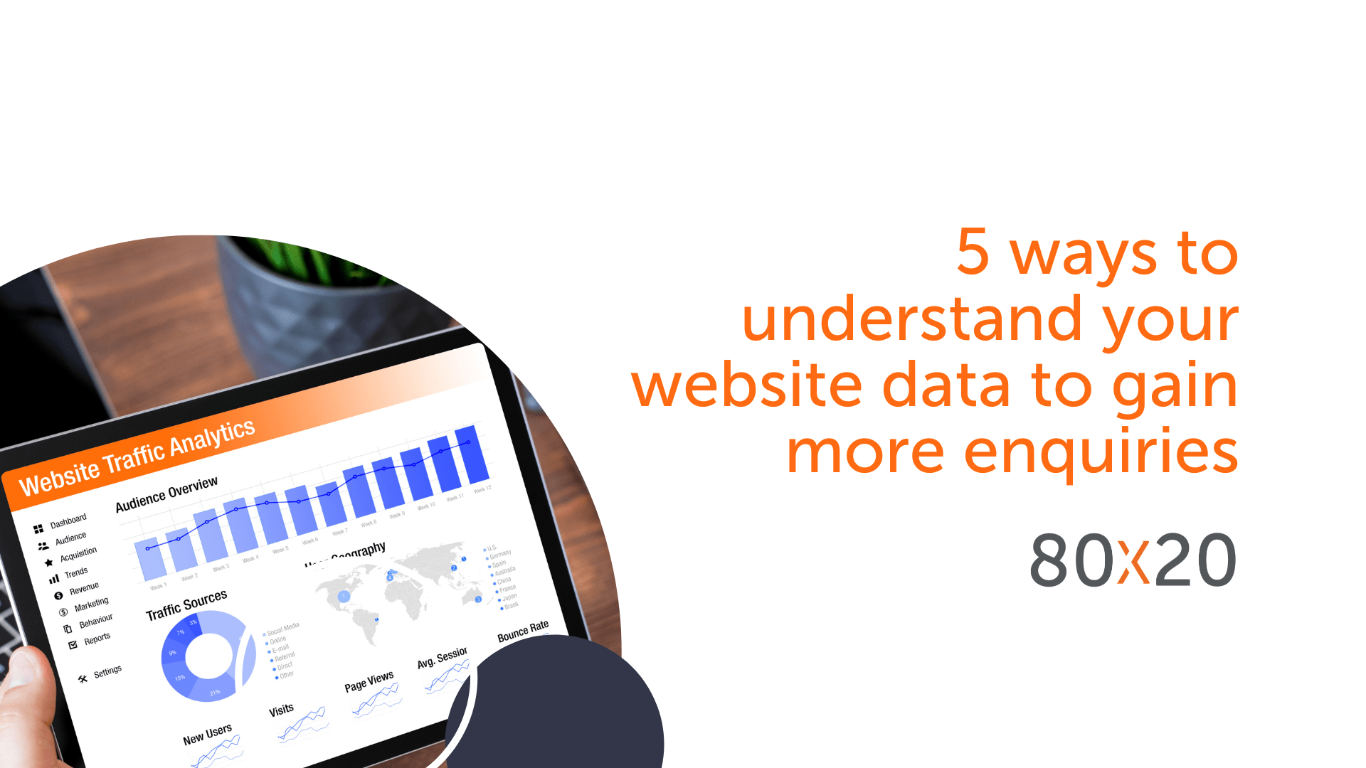 Five ways to understand your website data to gain more enquires - 80x20