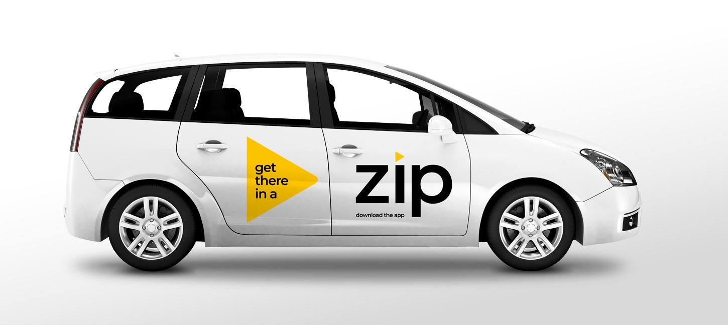 Zip taxi with branding