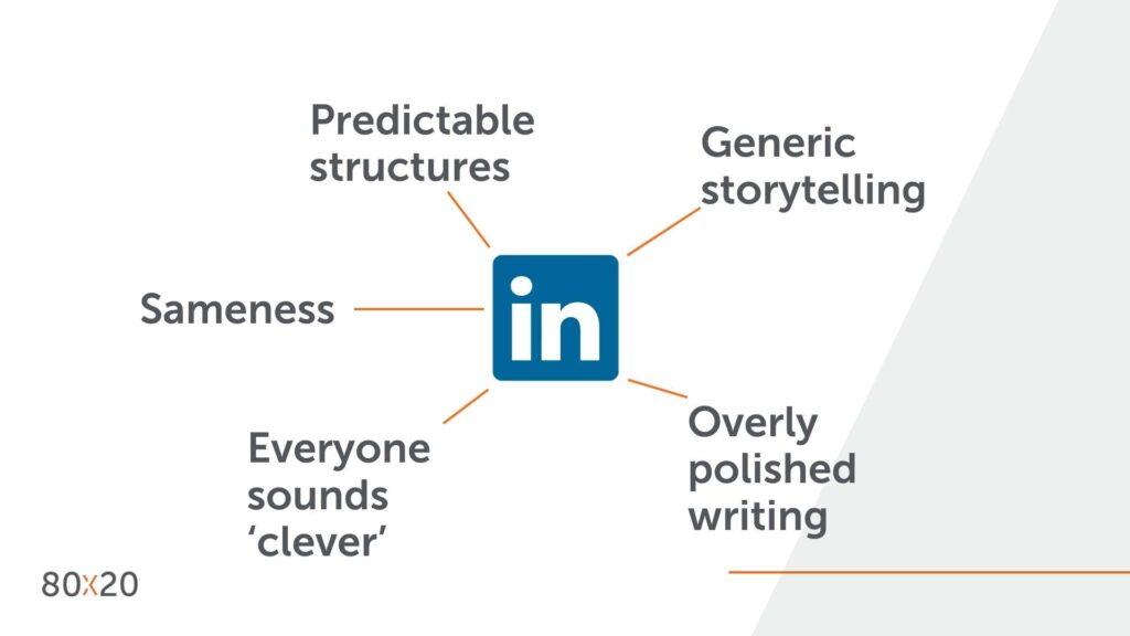 What's happening on LinkedIn right now: predictable structures, generic stories, polished writing, sameness.